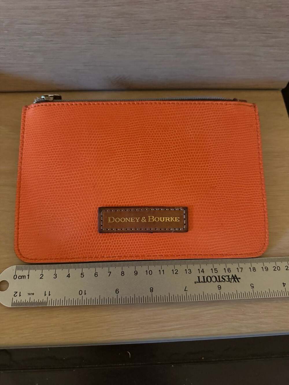 Dooney & Bourke Saffiano Leather Slim Zip Wristlet in Coral - Picture 2 of 5